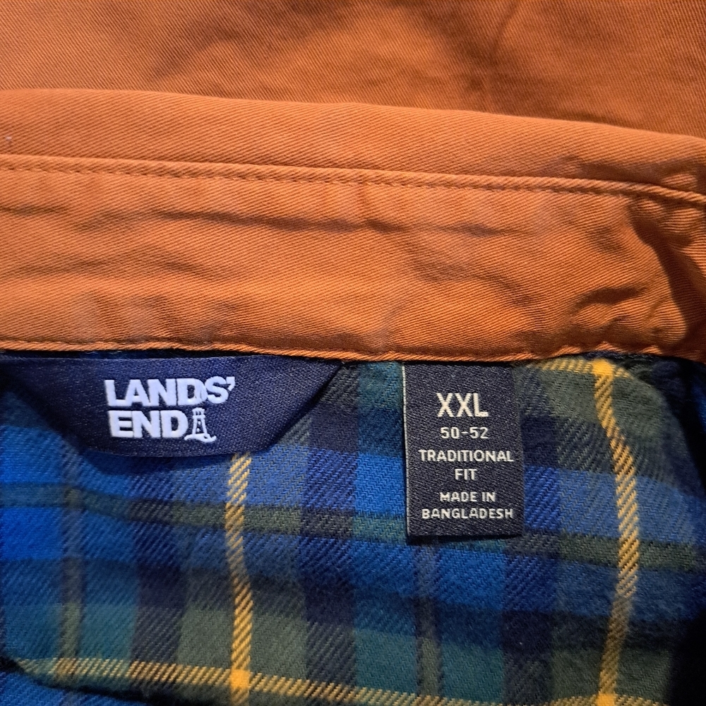 Lands' End men's size XXL or 50-52 Golden Pecan color, flannel lined, New - Picture 7 of 7
